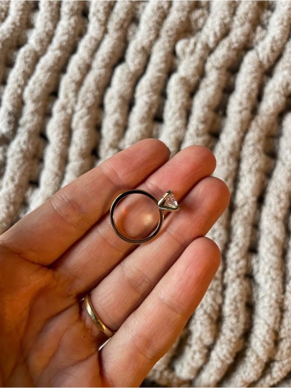 PAVOI Gold Solitaire Moissanite Ring - Gold - Picture 4 of 5